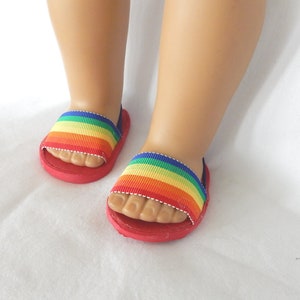 18 inch doll shoes.  Rainbow Ribbon sandals.  Made to fit American Girl dolls