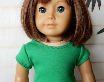 18 inch doll clothes - Green cotton tee shirt fits American Girl doll, 18 inch dolls