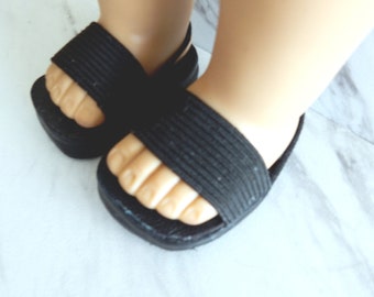 18 inch doll shoes for American Girl doll - Black Elastic Sandals