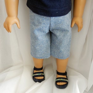 18 inch doll clothes blue jean Capri shorts, fit American Girl dolls -  denim , back pocket AG Doll clothes