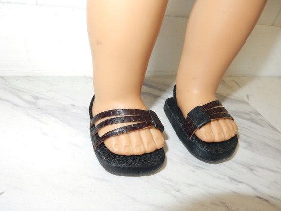 18 Inch Doll Shoes for American Girl Doll Dark Brown Strappy Sandals Genuine Leather Etsy