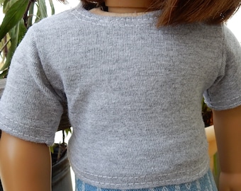 18" doll clothes-Gray Cotton Tee Shirt fits American Girl Doll