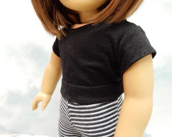 18 inch doll clothes for American Girl doll - black tee shirt. AG doll Clothes