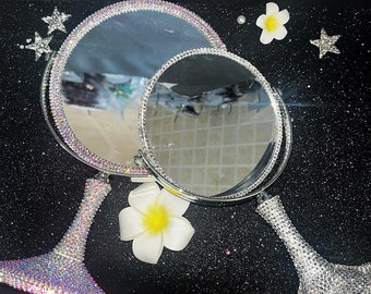 Rhinestone Bling Stand Mirror Vanity Mirror Makeup Mirror Gift for Her Lover Girlfriend Gift