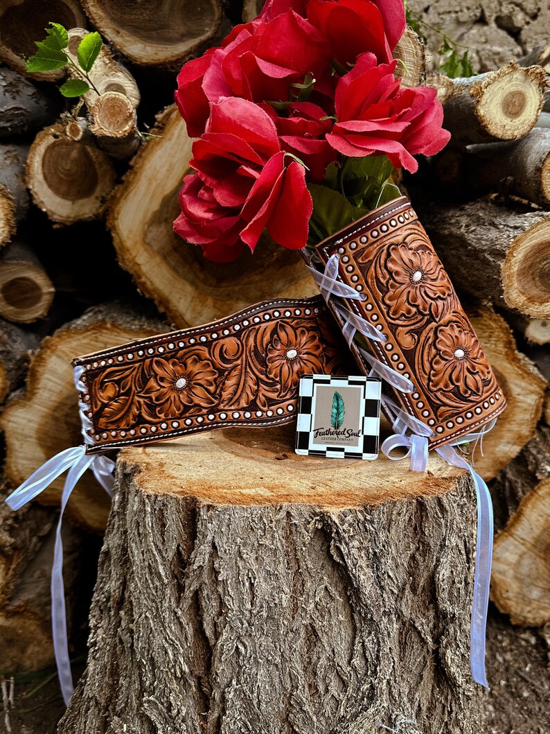 Custom Leather Wedding Boquet Wrap/Garter/Wedding Belt