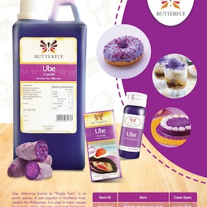 2 X Saborizante de ñame morado Ube 2 litros = 2000 ml VENCE: ¡Fecha 2026 o posterior!