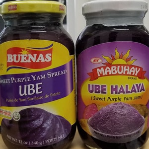 Ube sweet purple yam spread Jam (BUENAS BRAND) or (Mabuhay Brand)  Each Bottle is---12 OZ (340g)