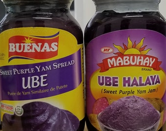 Ube sweet purple yam spread Jam (BUENAS BRAND) or (Mabuhay Brand)  Each Bottle is---12 OZ (340g)