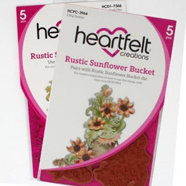 Bundle- Heartfelt Creations Rustic Sunflower Bucket Stamp & Die Set