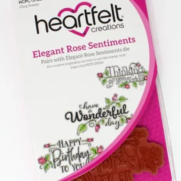 Heartfelt Creations Decorative Cling Stamps- Elegant Rose Sentiments