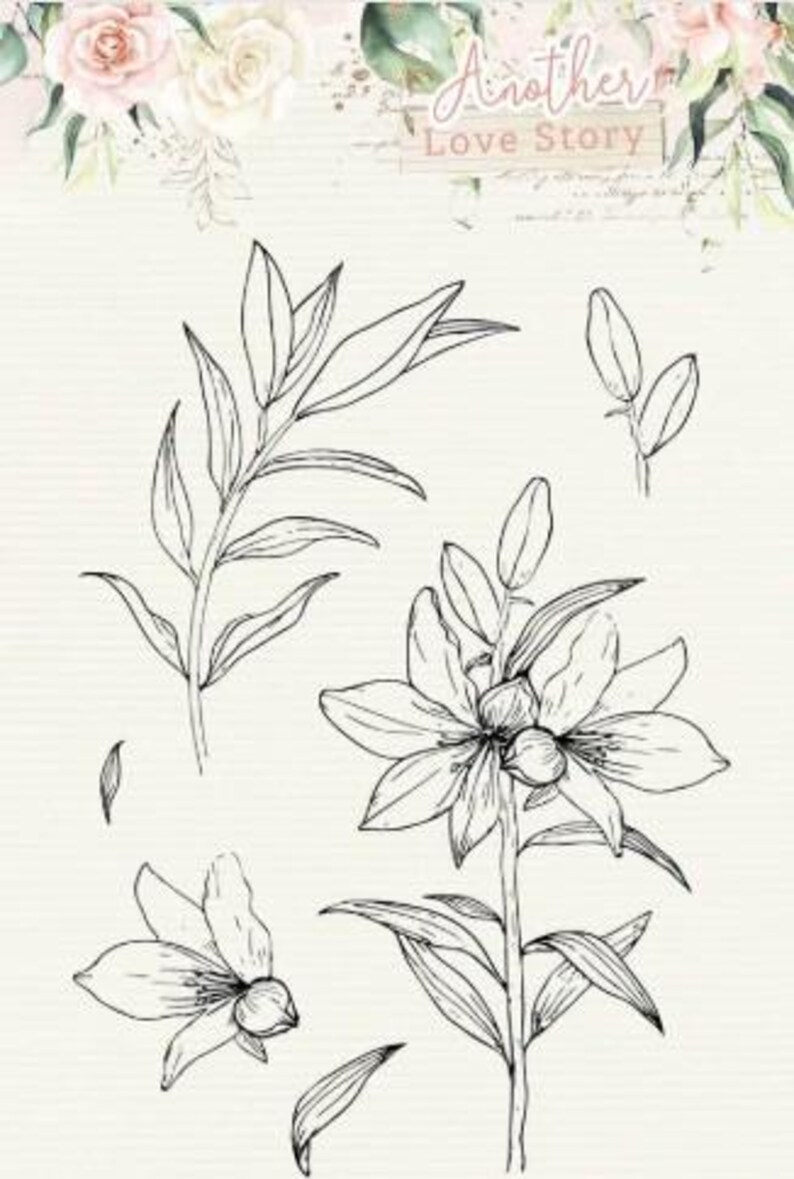 Studio Light Clear Stamp Lily Flower Another Love Story - Etsy