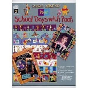 May include: A Winnie the Pooh themed scrapbook paper pack with a variety of colorful designs featuring Winnie the Pooh, Piglet, Tigger, and Eeyore. The pack includes 12 sheets of double-sided paper, 12 stickers, and 12 die-cut shapes. The paper is perfect for scrapbooking, card making, and other paper crafts.