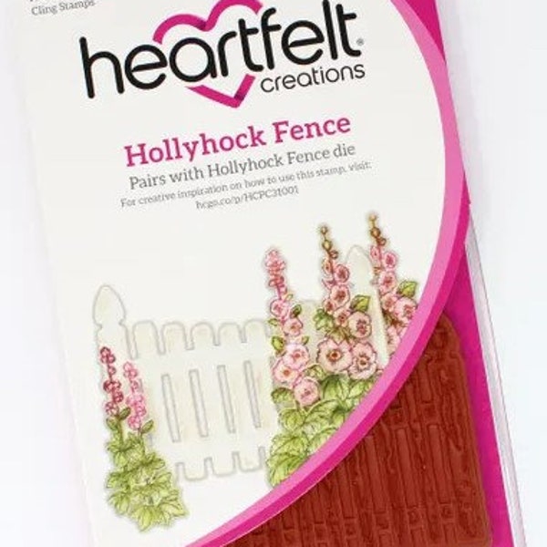 Heartfelt Creations Cling Rubber Stamp- Hollyhock Fence