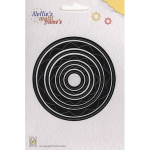 May include: A set of black multi-frame dies in various sizes, nested within each other. The dies have decorative edges and are arranged on a white background. The packaging includes the text "Nellie's multi frame's".