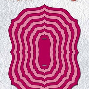 May include: A set of multi-frame dies in shades of pink and fuchsia. The nested frames have a scalloped edge and a central rectangular cutout. The packaging includes the text "Nellie's multi frame's".