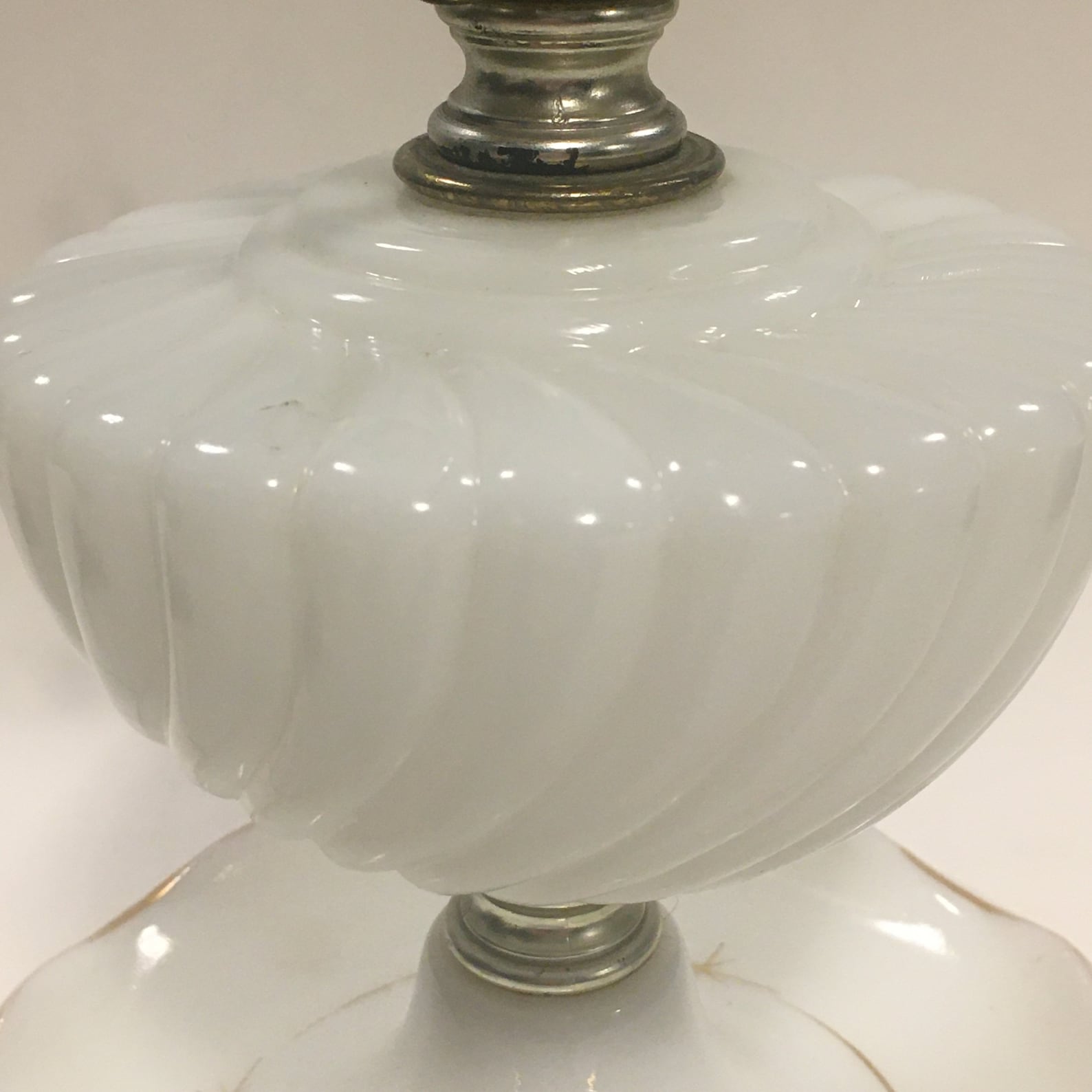 Vintage White Milk Glass Lamp with Gold Trim and Atomic Etsy