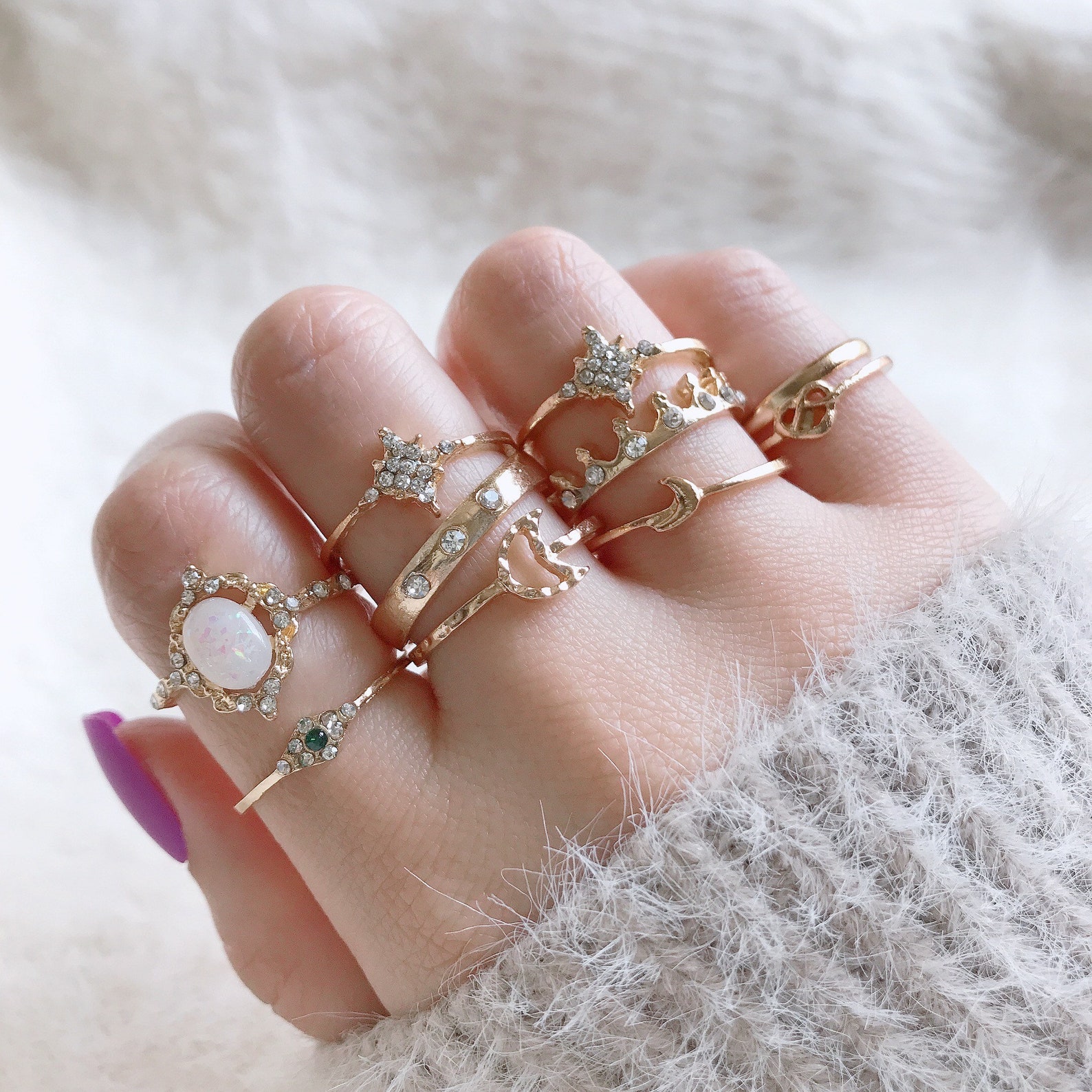 Set 16 Anelli Regolabili Donna - Acciaio Inox, Design Boho, Minimalisti, Impilabili, Con Cuore E Farfalla - Foto 2