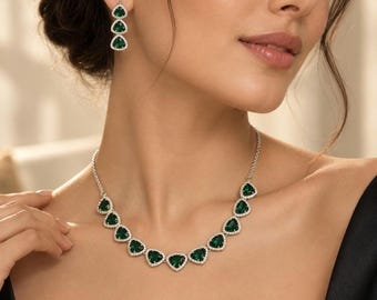 Emerald Green Crystal Jewelry Set, Rhinestone Bridal Set