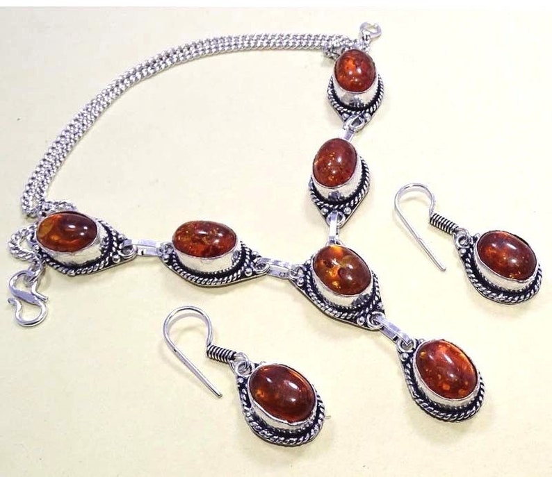 Amber Jewellery Set,Silver Plated Necklace Earrings Set Amber Necklace Girls Womem,s Jewelry Amber Earrings Amber Necklace Earrings Set
