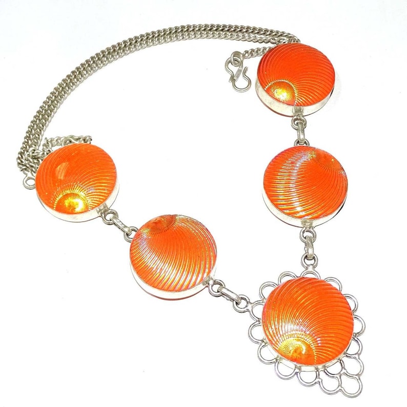 Dichroic Glass Necklace Fancy Glass Jewellery Dichroic Glass Necklace Jewellery 925 Sterling Silver Overlay Handmade Necklace Jewelry