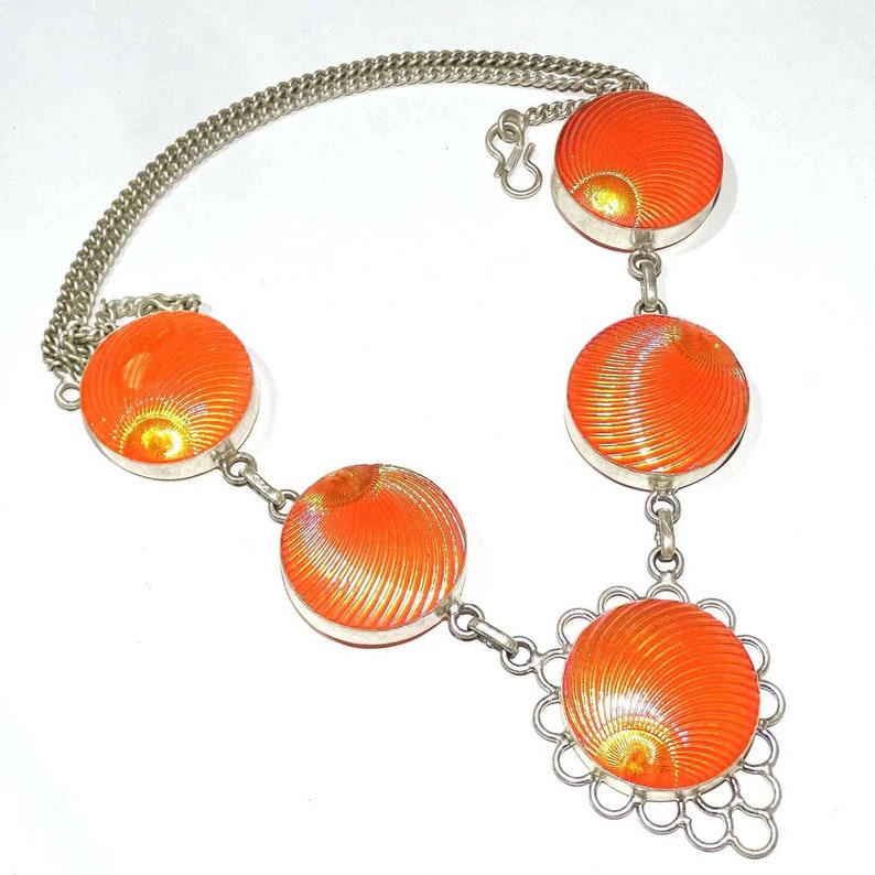 Dichroic Glass Necklace Fancy Glass Jewellery Dichroic Glass Necklace Jewellery 925 Sterling Silver Overlay Handmade Necklace Jewelry
