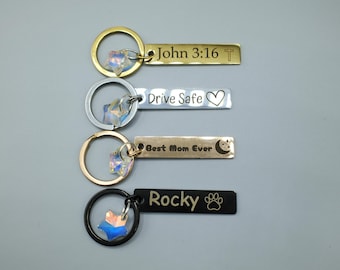 Custom Engraved Stainless Steel Keychain, Personalized Gift