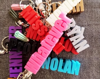 Personalized 3D Name Keychain with Faux Suede Tassel