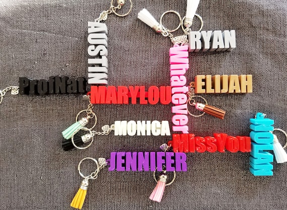 Custom Name Keychain 3d Printed Keychain Name Keychain Bag Charms Custom Name Gifts Minimalist Ideal for Sport Team Classroom Etsy UK