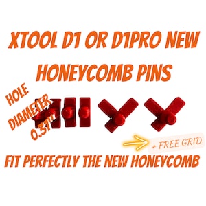 May include: Red plastic honeycomb pins for the XTOOL D1 or DIPRO 3D printer. The pins are 0.31 inches in diameter and fit perfectly in the new honeycomb bed. The image also shows a free grid included with the pins.