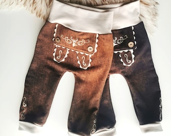 Baby-/Kinder Trachtenhose BRAUN in Lederhosen-Optik