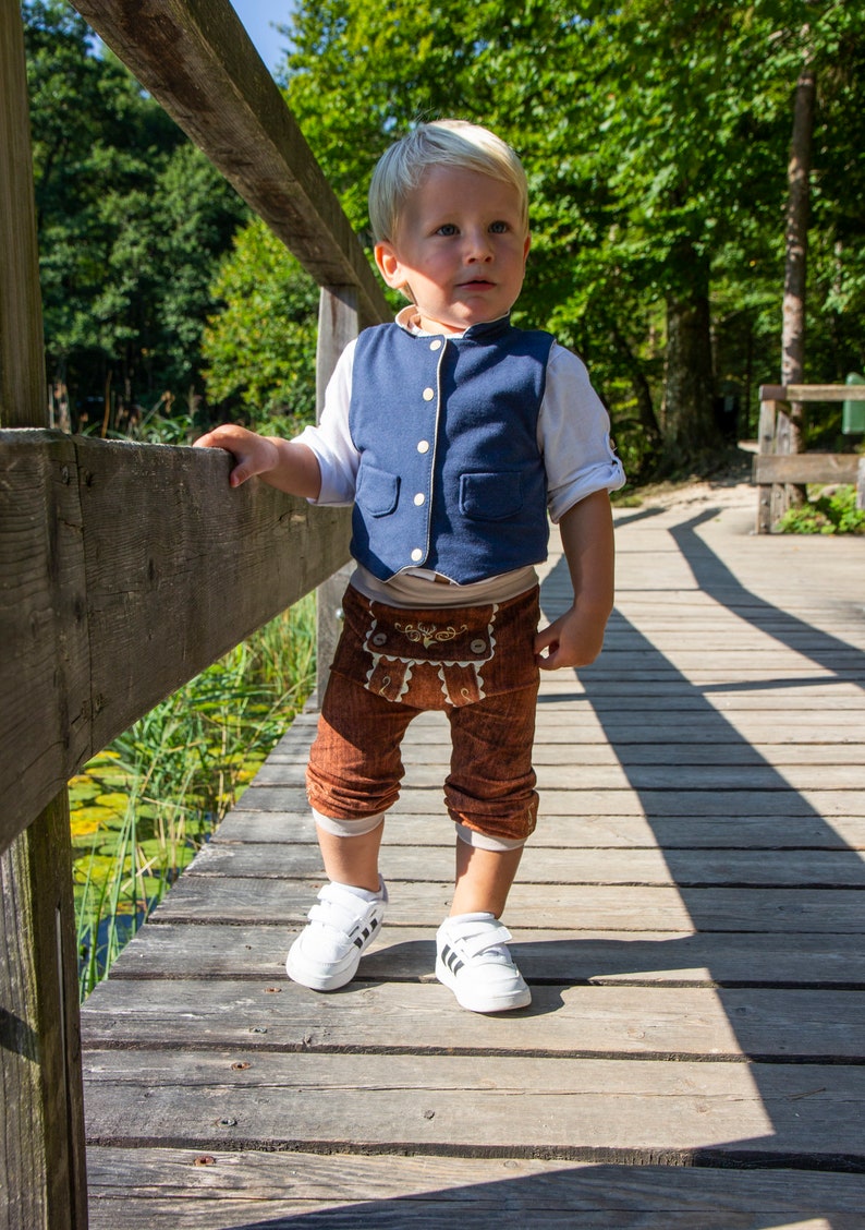 Baby/Kinder Trachtenweste DUNKELBLAU, Hirschkopf, Tradition, Bayern Bild 3