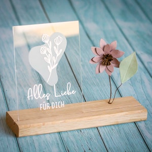 Wooden stand 21 cm (oak or fir), acrylic glass stand, photo stand, card stand, wooden holder, fir tree, wooden stand