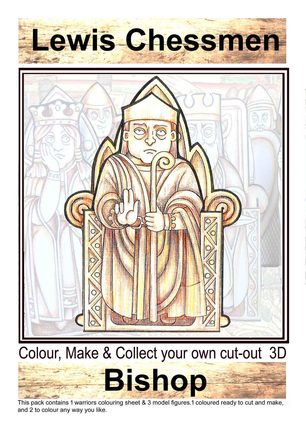 3D Model Kit, Lewis Chessmen Papercraft, Colour & Collect, - Etsy