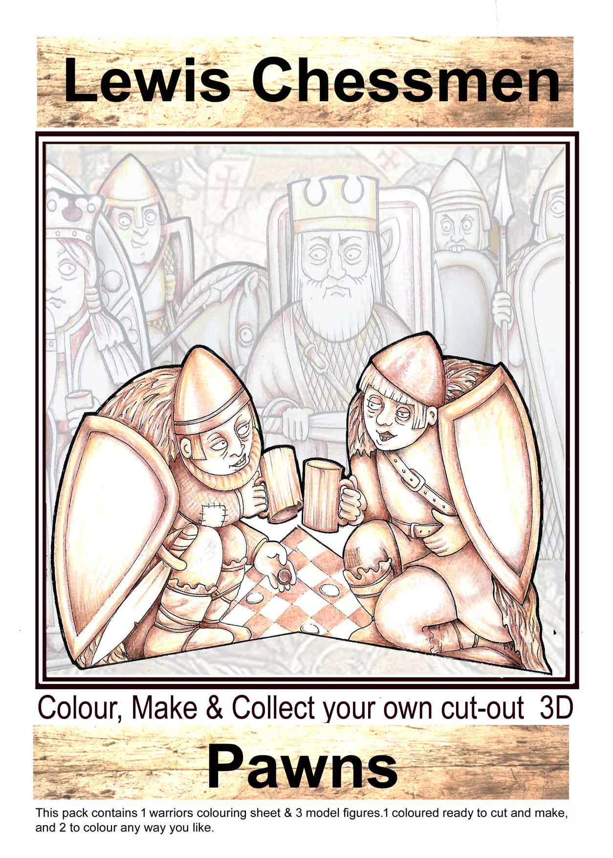 3D Model Kit, Lewis Chessmen Papercraft, Colour & Collect, - Etsy