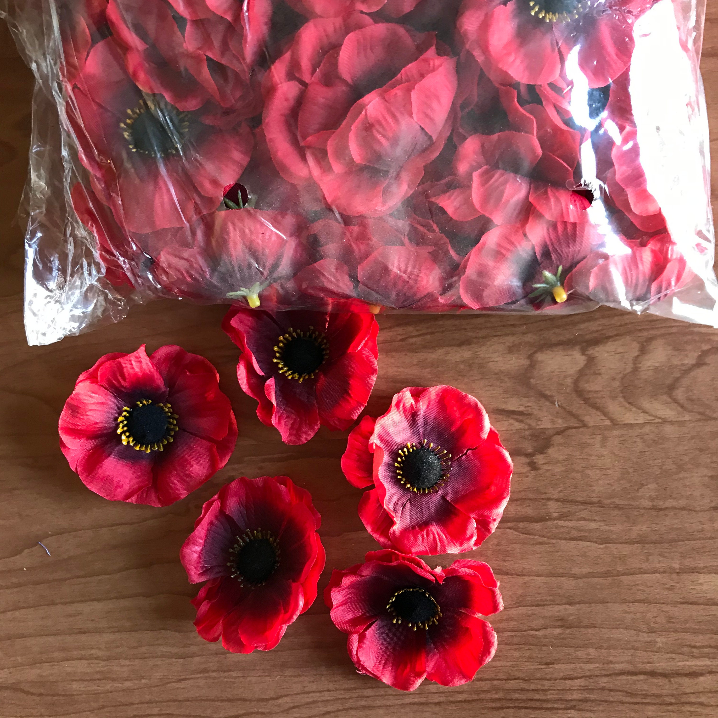 Silk Artificial Red Poppy Flower Heads Package of Etsy