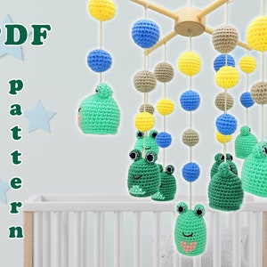 Crochet frog baby mobile Amigurumi pattern for beginners