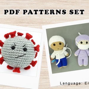 Amigurumi patterns SET Crochet doctor / nurse / stress ball