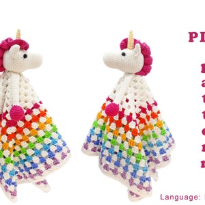 Unicorn beginner amigurumi pattern Lovey blanket