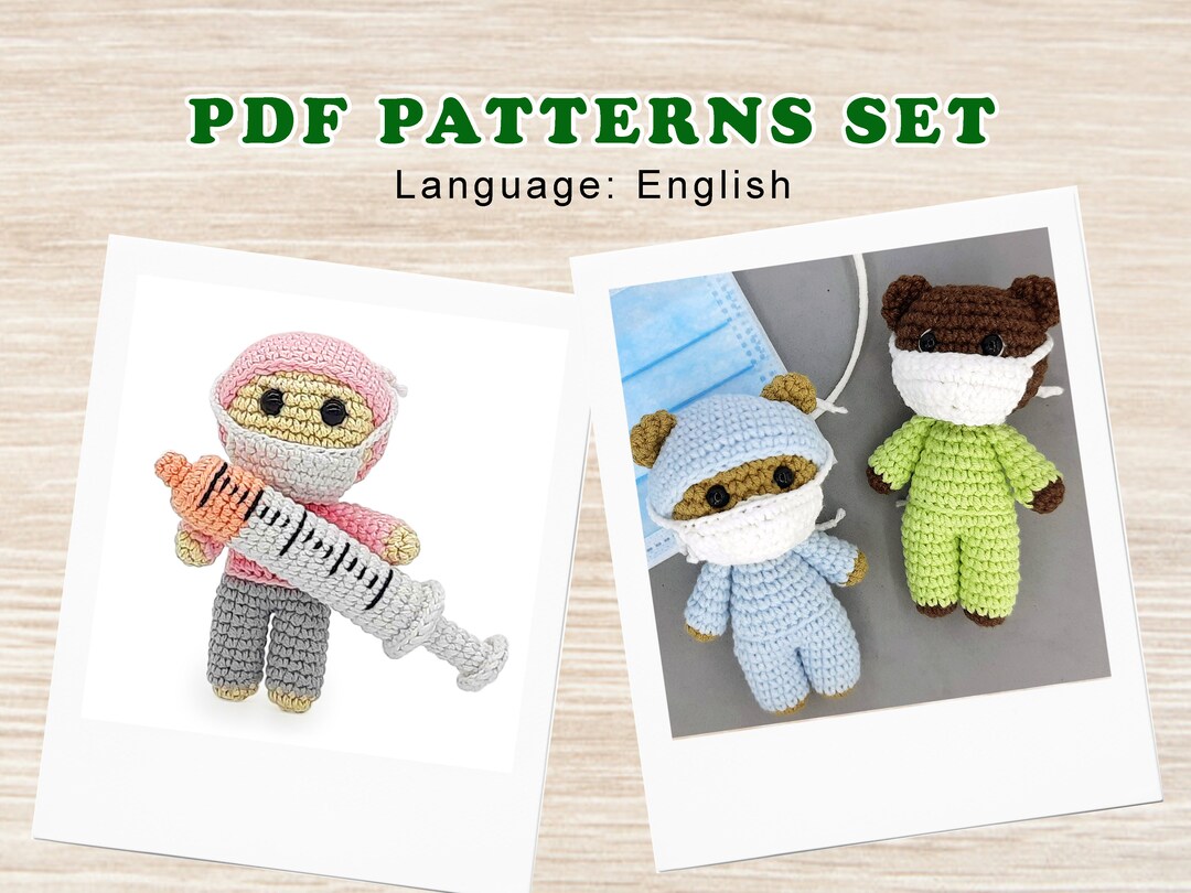 Amigurumi Patterns SET. Crochet Doctor / Nurse / Bear. Frontline Hero ...