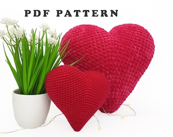Large plush heart Beginner amigurumi pattern Crochet pillow
