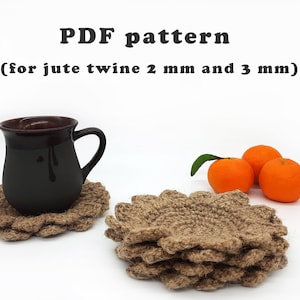 Crochet jute sunflower coasters pattern for beginner