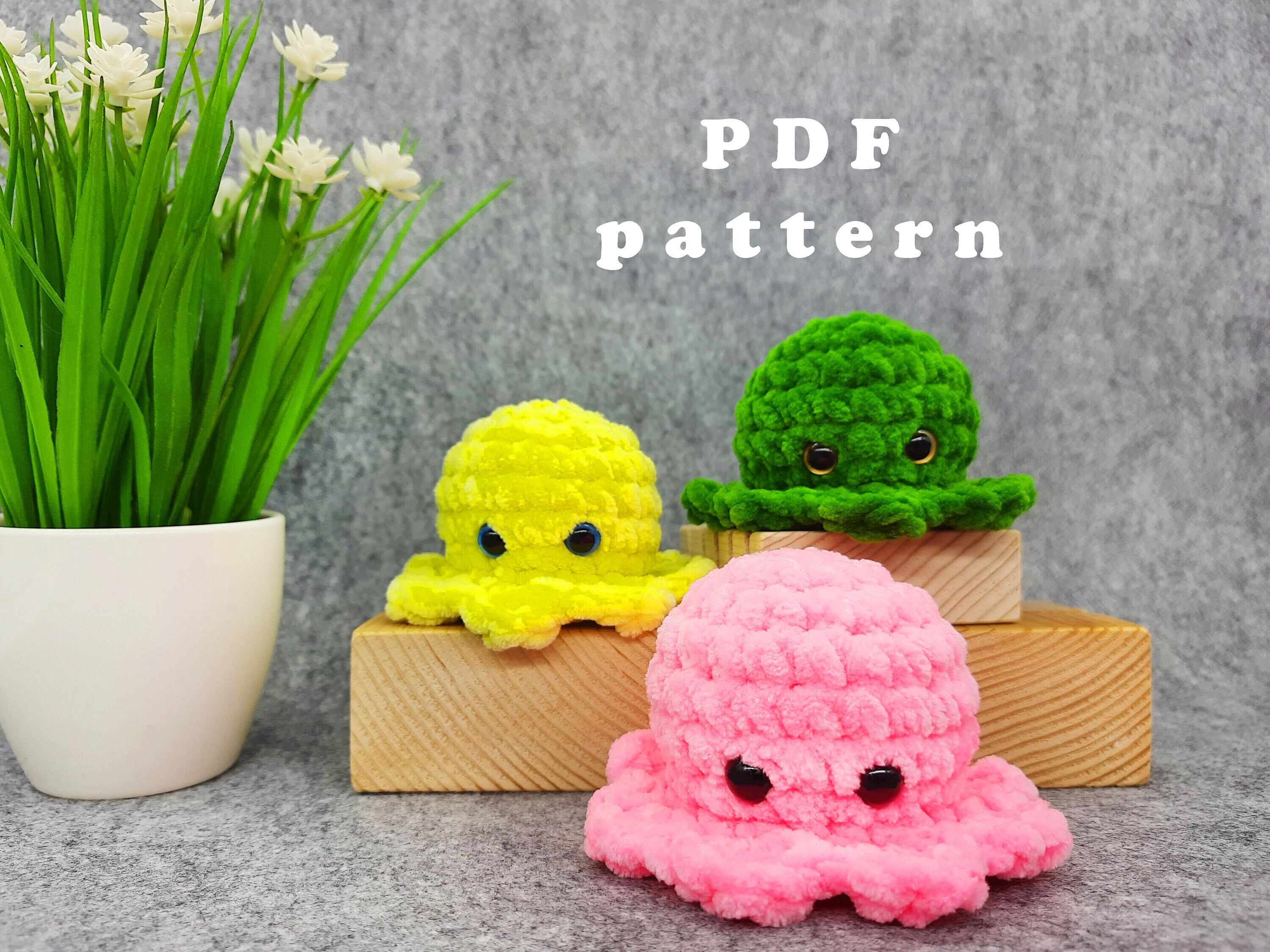 Worry octopus Beginner amigurumi pattern Plush anxiety relief toy