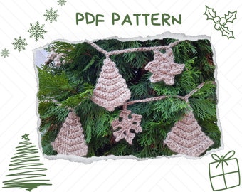 Christmas tree garland Crochet jute ornaments Pattern for beginner