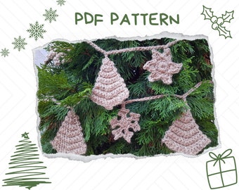 Eco Rustic Garland. Crochet jute ornaments. Pattern for beginner. Christmas tree