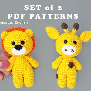 Amigurumi patterns SET Giraffe and lion