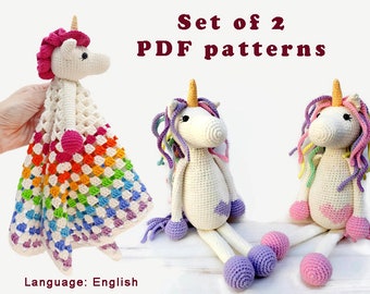 Amigurumi patterns Unicorn toy + Lovey blanket