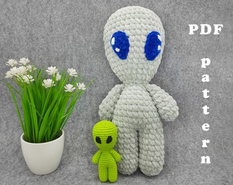 Crochet plush alien Amigurumi pattern for beginner Little green man