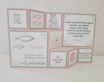 Große Faltkarte zur Kommunion, Konfirmation, Taufe, Firmung, personalisierbar