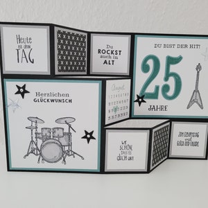 Große Faltkarte "Du rockst" zum Geburtstag, Schlagzeug, Musik, Musiker