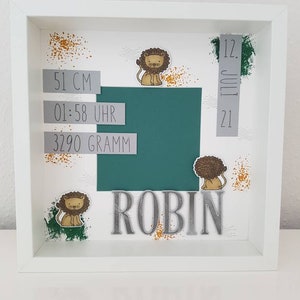 Baby-Bilderrahmen "Robin", Löwe, Wild One, personalisiert, Baby, Geburt